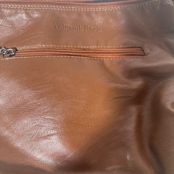 Volganik Rock Brown Leather Shoulder Bag with Slouchy Design - Picture 3 of 6